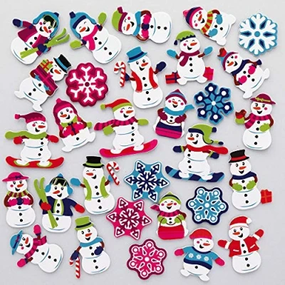 Image of Baker Ross AX481 Snowman Foam Stickers Pack of 200, Kids Stickers, Ideal for Christmas Crafts and Art Projects, Cards, Party Bags, Decorations