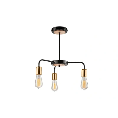 Image of Erica Industrial Multi Arm Semi Flush Ceiling Light Black, 3x E27
