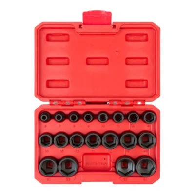 Image of TEKTON 3/8 Inch Drive 6 Point Impact Socket Set, 19 Piece (6 24 mm) Case SID91302
