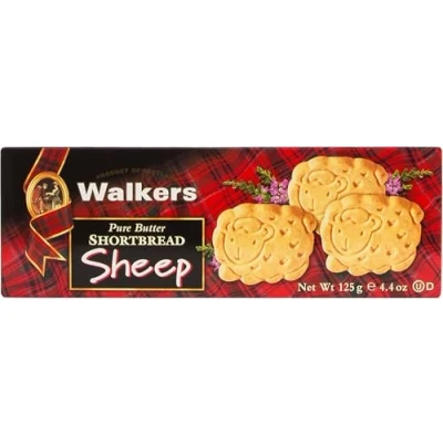 Image of Walker&#039;s Shortbread Sheep Shapes, Traditional Scottish Recipe, Premium Pure Butter Perfect for Gifts, Snacks, and Parties 125g (Pack of 4)
