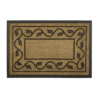 Image of Relaxdays Rectangular Doormat with Decorative Pattern, Brown/Black, 2 x 90 60 cm, Large