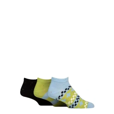 Image of Mens 3 Pair SOCKSHOP Speckled Bamboo Trainer Socks Ocean View 6 11