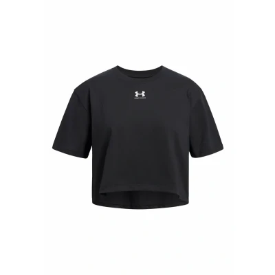 Image of Under Armour Girls&#039; Rival Short Sleeve, Soft and Comfortable T Shirt, Fast Drying Sports Top for Training, PE Athletics,Black / White,YXL