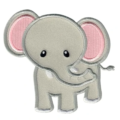 Image of PatchMommy Elephant Patch, Iron on/Sew On Grey/Pink Embroidered Applique Motif for Children Kids Baby