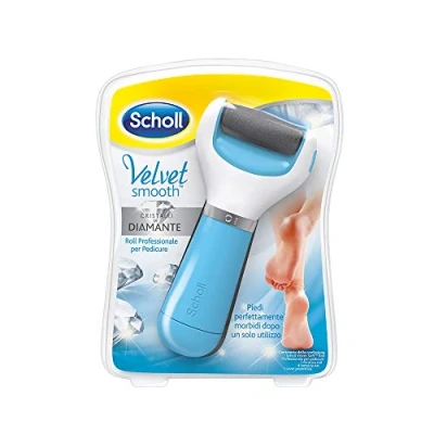 Image of Scholl Velvet Smooth Roll Professional Electric Pedicure for Dry Skin, Light Blue, Crystals,Diamond, Azure, 1 unità (Confezione da 1)
