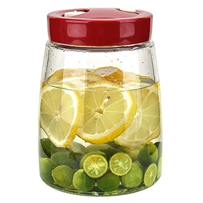 Image of wandeli 1.4L Wide Mouth Mason Jar Glass Fermentation with Manual Automatic Air Release Valve for Making Kimchi Pickles, Sauerkraut Yogurt Preservation