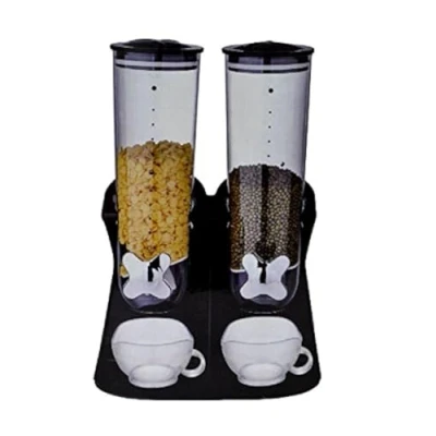 Image of SHINE Dry Food Double Cereal Dispenser Box Container Machine Oatmeal,nuts Black
