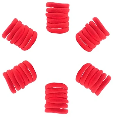 Image of Topkids Accessories 36 pc Thick hair bands for Women and Girls, Bobbles elastic Hairbands Ponytail Holders Ties Elastics No Damage (Red)