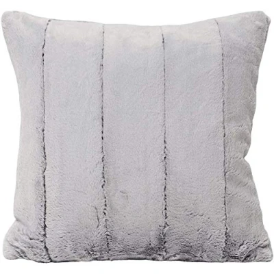 Image of Empress Square Cushion Cover Grey Super Soft Faux Fur Reversible Zip Closure Machine Washable 100% Polyester 45 X 45cm (18&quot; 18&quot; Inches) Made by Riva Paoletti