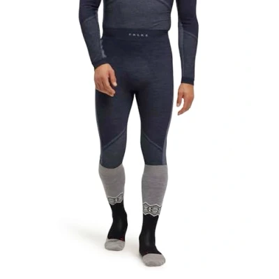 Image of FALKE Men&#039;s Wool Tech 3/4 M TI Functional Yarn Quick Dry 1 Piece Base Layer Bottom, Blue (Space 6116) Trend, XL