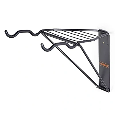 Image of VonHaus Bike Rack with Shelf Wall Mount Hanger for Garage, Stores 2 Bikes and Holds up to 45 KG Folding/Foldable Space Saving Storage Solution