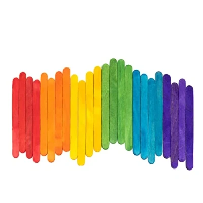 Image of [4.5 Inch 200 Count] Colored Popsicle Sticks for Crafts Multi Purpose Wooden