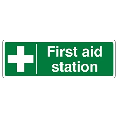 Image of 450mmx150mm First Aid Station Sign Rigid Plastic
