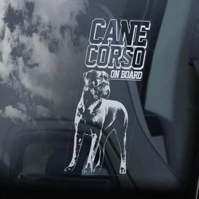 Image of LMMIXEE Cane Corso on Board Stickers Car Decal Window Beware of The Dog Italian Mastiff Sign Mom Dad Vinyl Die Cut Decals Funny Bumper Gift