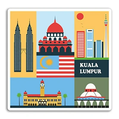 Image of 2 x Kuala Lumpur Vinyl Stickers Malaysia Luggage Fun Travel Laptop #10945 (Vinyl Sticker, 10cm Wide)