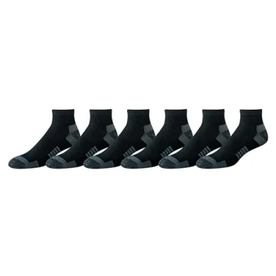 Image of Amazon Essentials Men&#039;s Performance Comfortable Cotton Cushioned Breathable Athletic Ankle Socks, 6 Pairs, Black, 5 11