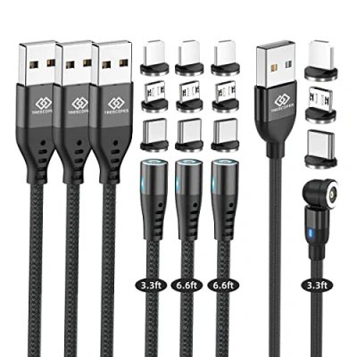 Image of Trescopes Magnetic charging Cable, (4 Pack 2x1M, 2x2M), Phone Charger Compatible for all Smartphones, Android, Micro USB and Type C Devices