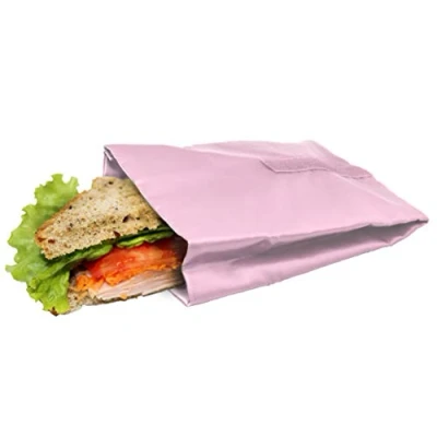 Image of NERTHUS FIH 740 Reusable Sandwich Bag, Eco Friendly, Adaptable, Easy to Clean and Machine Washable, Pastel, 10.5 x 14 18.5 cm, food safe fabric, Baby Pink, 10,5x14x18,5 cm