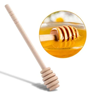 Image of 50Pcs Wooden Honey Dipper Sticks, Stirring Stick Server for Jar Dispense Drizzle Honey(16cm / 6.3inch)