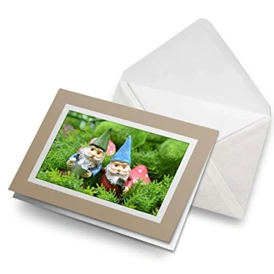 Image of Greeting Cards Biege (Insert) Funny Garden Gnome Men Blank Greetings Card Birthday Kids Party Boys Girls #14596