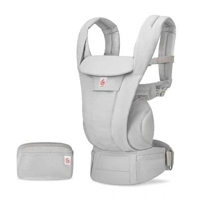 Image of Ergobaby Omni Deluxe All in One Baby Carrier for Newborns from Birth up to 20kg, Ergonomic 4 Position Cotton Back Travel System, Pearl Grey