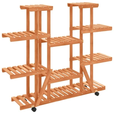Image of vidaXL Flower Stand with Wheels 110x25x115 cm Solid Wood Fir