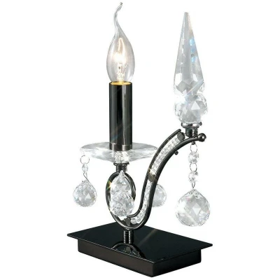Image of Tara Table Lamp 1 Light Black Chrome, Crystal