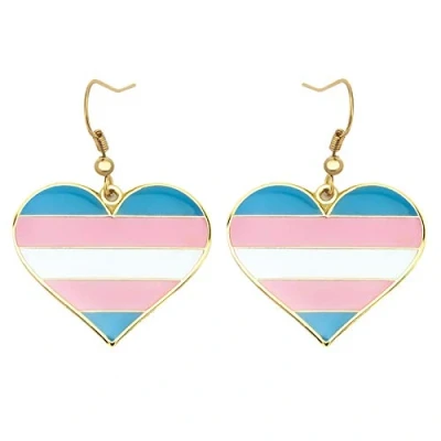 Image of Transgender Pride Heart Shape Dangle Earing Gay &amp; Lesbian LGBT Gifts Rainbow Jewelry