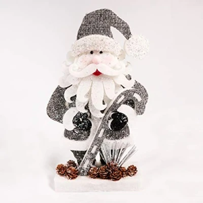 Image of SHATCHI Red/Grey Santa Christmas Tabletop Figures Window Wall Door Holiday Home Xmas Glitter Foam Showpiece Decorations, 72cm/52cm/42cm/32cm, 32 CM
