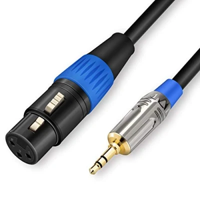 Image of JOLGOO XLR Female to 3.5mm Cable, Unbalanced 1/8&quot; Stereo Plug Microphone Cable for iPhone, iPod, Computer, Video Camera, and More, 3 Meters