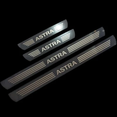 Image of JYMLOV 4 Pcs Stainless Steel Car Door Sill Protector for Op el Vauxhall ASTRA G H J K GTC 2010 2020, Auto Welcome Pedal Kick Plates Scuff Guard Styling Decoration Accessory,Black A