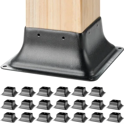 Image of VEVOR 101.6x101.6mm Post Base 20Pcs, Internal 91x91mm Heavy Duty Powder Coated Steel Bracket Fit for Standard Wood Anchor, Decking Deck Porch Handrail Railing Support