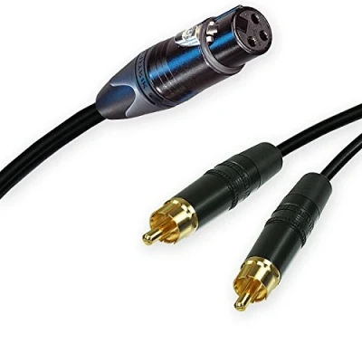 Image of Neutrik Female XLR Split to 2 Dual RCA Phono Cable. Splitter Duplicator Lead 1m+ (2m, Black)