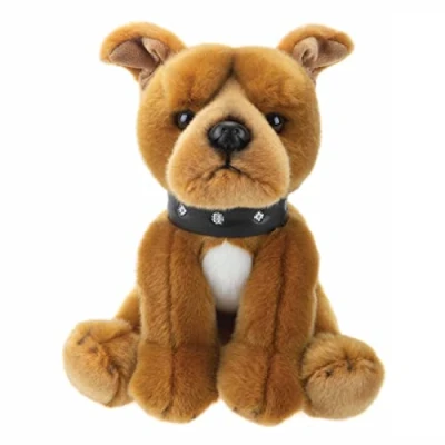 Image of VFM Staffordshire Soft Toy Brown Staffy, Bull Terrier Premium Dog 30cm Super Fluffy Luxury Lifelike Stuffed Animal Teddy Natural World Collection
