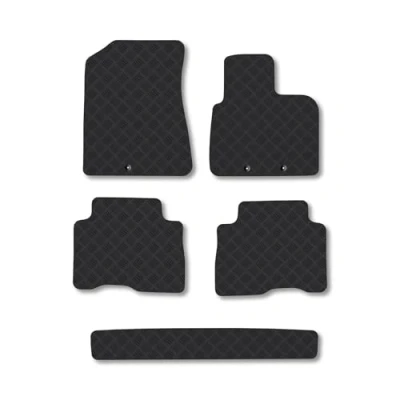 Image of Rubber Car Mats Compatible with Kia Sorento (2012 2015) [7 Seat] Tailored Fit Floor Set Accessory Black Custom 4 Pieces Clips Anti Slip Backing, Heavy Duty &amp; Waterproof