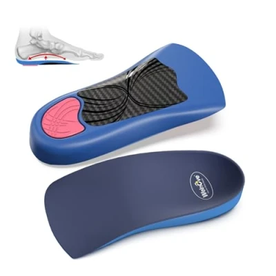 Image of Plantar Fasciitis Heel Insoles Inserts Welnove 3/4 Arch Support Anti Slip Cushions for Foot Pain Relief, Cups Orthotic Flat Feet, Spur and Achilles Tendinitis, Women’s 6 10