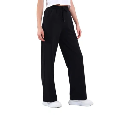 Image of COMEOR Women&#039;s Jogging Bottoms, Sports Trousers, Long Cotton Training Loose Sweatpants with Elastic Waist and Straight Leg, black, S