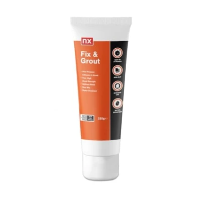 Image of NX Dual Purpose Fix &amp; grout Ready mixed Brilliant white Wall tile Adhesive 0.33kg