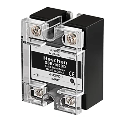 Image of Heschen Single Phase DC Solid State Relay, SSR 100DD, Input 4 32VDC, Output 24 220VDC, 100A 50 60Hz