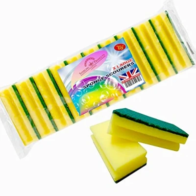 Image of STERLING PRODUCTS Absorbent Kitchen Dishes Washing Up Sponges, Foam, Standard, Pack of 10 Extra Large