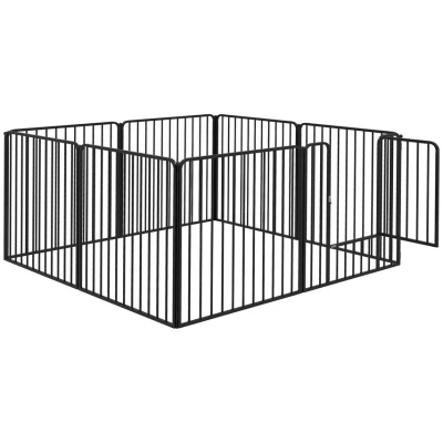 Image of PawHut Heavy Duty Dog Playpen, 8 Panels Pen, 80cm Height Pet Playpen Exercise with Door, for Small and Medium Dogs