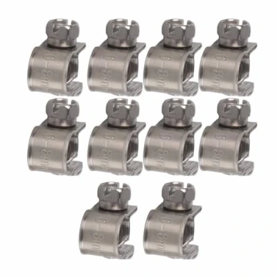 Image of Hose Clamp Clips, Fydun 10pcs Stainless Steel Mini Fuel Line Pipe Clip Optional Size for Thin Wall in Small Sizes Such as Air Hose, Water (6 8MM)