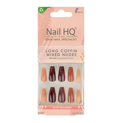 Image of NAIL HQ Long Coffin Mixed Nudes Nails