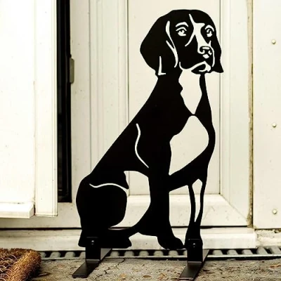 Image of LOGI Beagle Garden Ornament Christmas Decoration Dog Themed Gift Owner Her Woman Harrier Statue Foxhound Figure Metal Home Sculpture Birthday (Black Painted)
