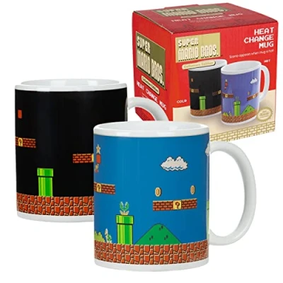 Image of Nintendo Super Mario Heat Change Mug Sensitive to Hot Drinks Level Screen Appears Colour &amp; Design Changes When Magic Changing Coffee Tea Cup
