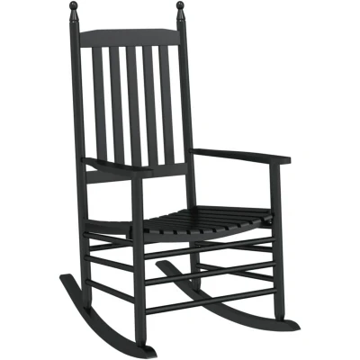 Image of vidaXL Rocking Chair with Curved Seat Black Solid Wood Poplar