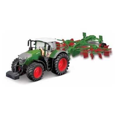 Image of Bburago B18 31665 Die Cast FENDT 1050 Vario with Working Whirl RAKE Vehicle, RED, Large