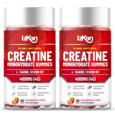 Image of ProCreatine Monohydrate Gummies 4000mg for Men &amp; Women 60 Chewable Creatine Strawberry Flavoured Pre Workout Gym Supplement Keto Vegan (60 Days Supply)