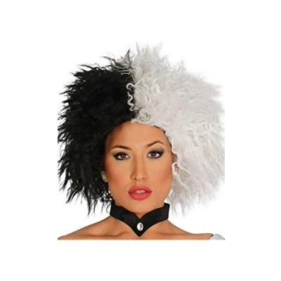 Image of Fiestas Guirca Evil Madame Dog Lover Black and White Wig One Size