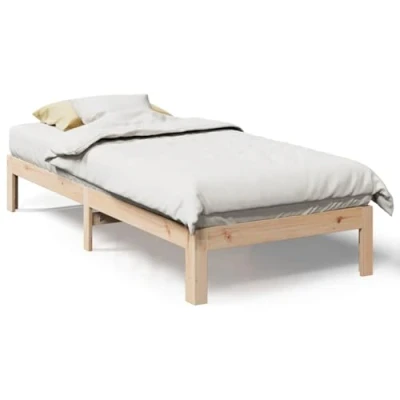 Image of vidaXL bed Frame with Headboard 80x200 cm Pine Wood Slatted Base/Under Storage/Bedside Cabinet Desk